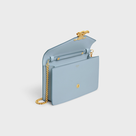 WALLET ON CHAIN MARGO IN SHINY CALFSKIN PALE BLUE - Image 4